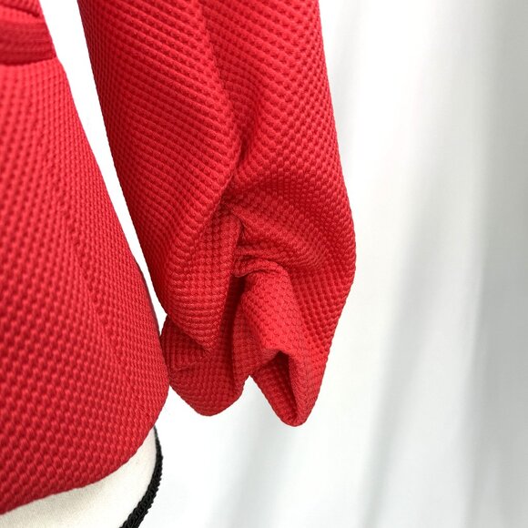 Versatile Amanda + Chelsea Crop Blazer with Ruched Sleeves – Red, Size 8 - Picture 3 of 5